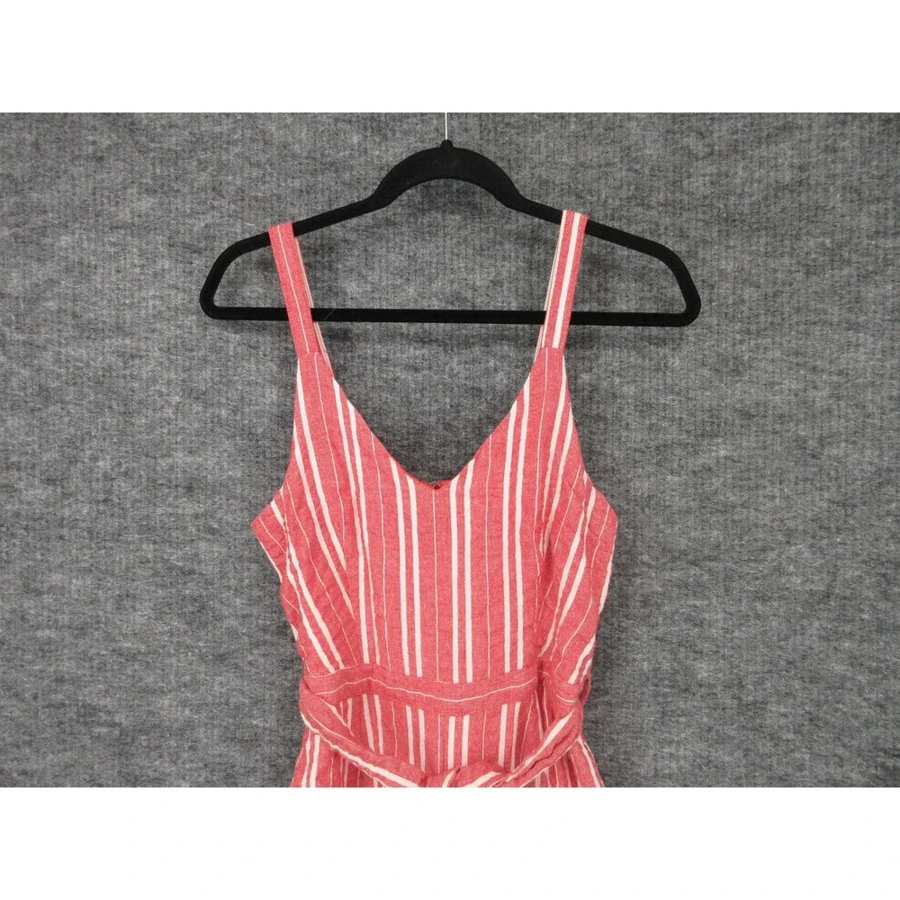 Anthropologie Ett:twa Jumpsuit Womens XS Red Striped Belted Wide Leg One Piece